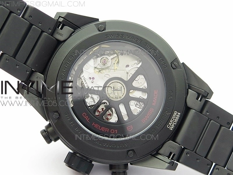 Calibre Heuer 01 Chrono 43mm Ceramic XF 1:1 Best Edition Skeleton Dial on Ceramic Bracelet A1887