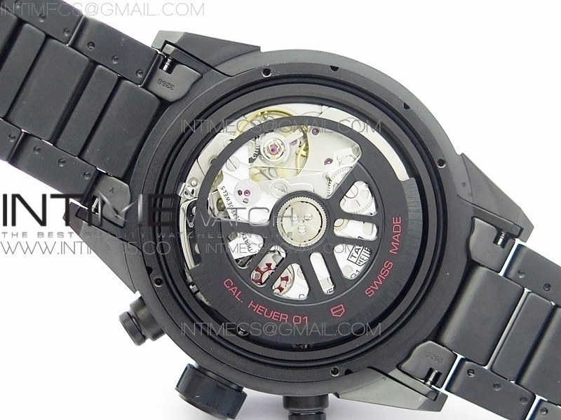Calibre Heuer 01 Chrono 43mm Ceramic XF 1:1 Best Edition Skeleton Dial on Ceramic Bracelet A1887