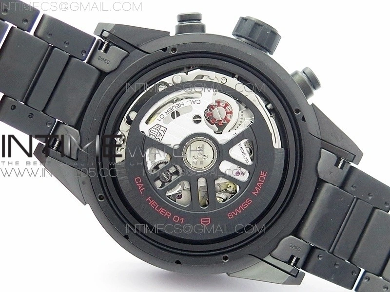 Calibre Heuer 01 Chrono 43mm Ceramic XF 1:1 Best Edition Skeleton Dial on Ceramic Bracelet A1887