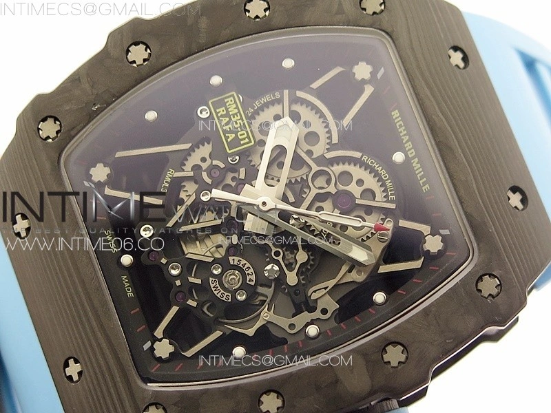 RM035-01 Forged Carbon Case KUF Best Edition Blue Crown on Blue Rubber Strap MIYOTA8215