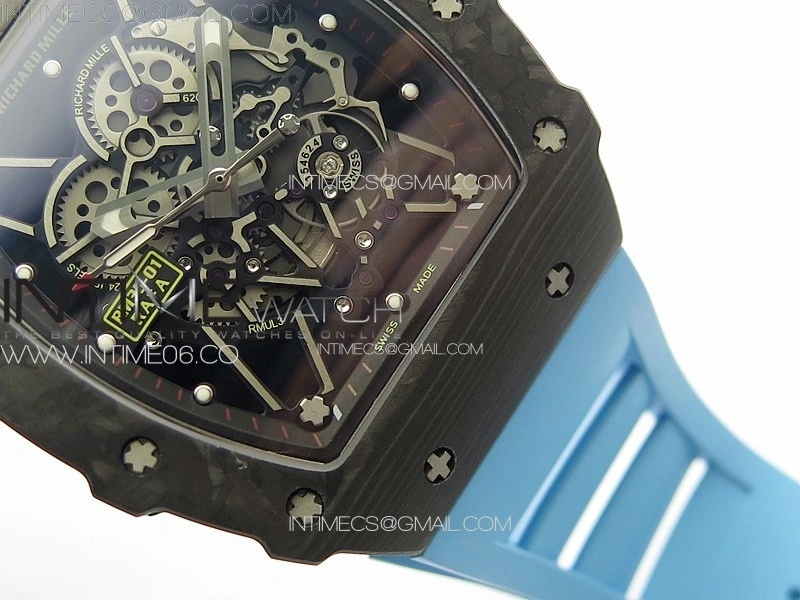 RM035-01 Forged Carbon Case KUF Best Edition Blue Crown on Blue Rubber Strap MIYOTA8215