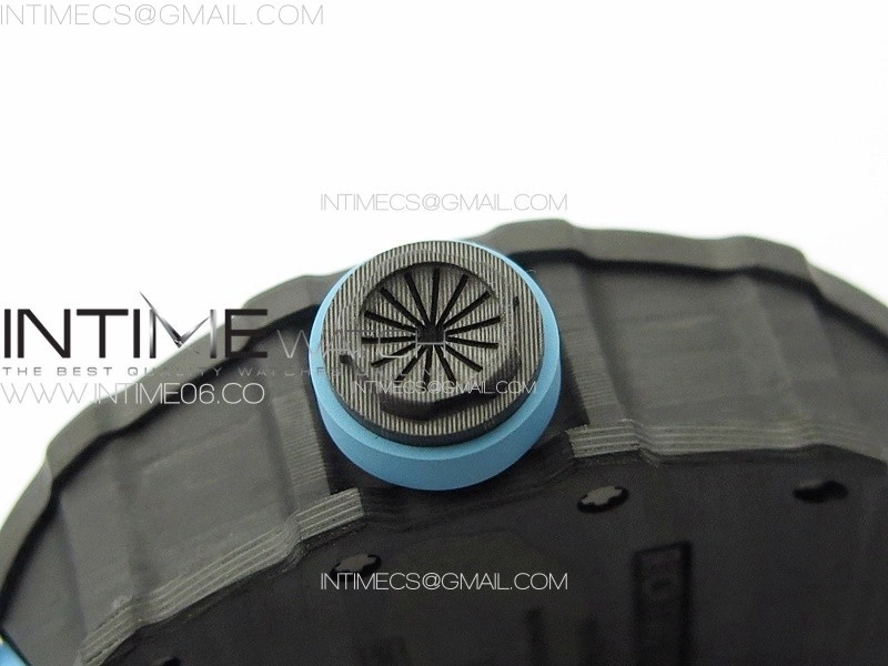 RM035-01 Forged Carbon Case KUF Best Edition Blue Crown on Blue Rubber Strap MIYOTA8215