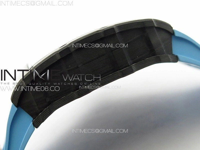 RM035-01 Forged Carbon Case KUF Best Edition Blue Crown on Blue Rubber Strap MIYOTA8215