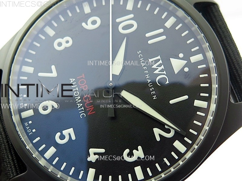 Big Pilot IW329801 Real Ceramic M+F 1:1 Best Edition Black Dial on Black Calfskin Strap SEIKO 8N-24