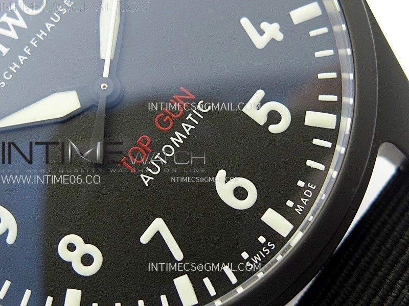 Big Pilot IW329801 Real Ceramic M+F 1:1 Best Edition Black Dial on Black Calfskin Strap SEIKO 8N-24