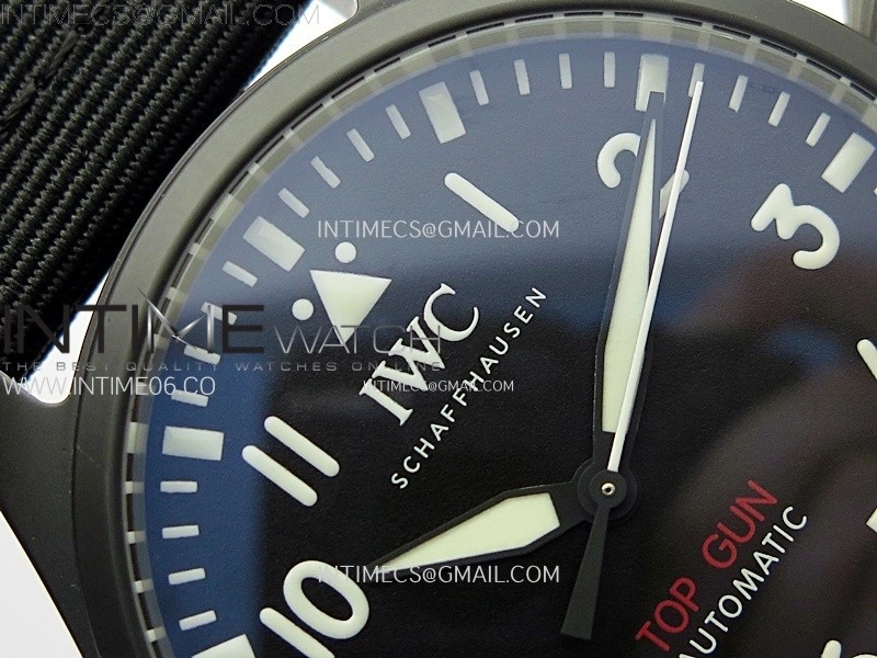 Big Pilot IW329801 Real Ceramic M+F 1:1 Best Edition Black Dial on Black Calfskin Strap SEIKO 8N-24