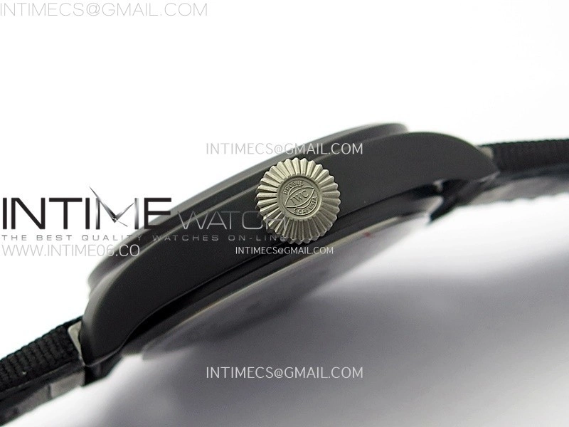 Big Pilot IW329801 Real Ceramic M+F 1:1 Best Edition Black Dial on Black Calfskin Strap SEIKO 8N-24