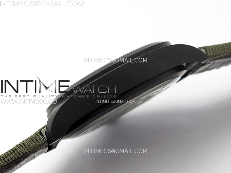 Big Pilot IW329801 Real Ceramic M+F 1:1 Best Edition Black Dial on Green Calfskin Strap SEIKO 8N-24