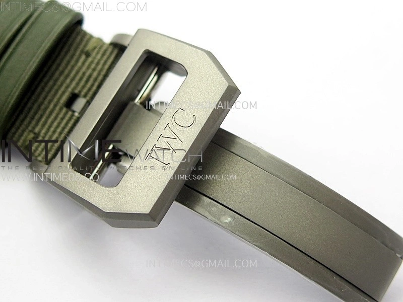 Big Pilot IW329801 Real Ceramic M+F 1:1 Best Edition Black Dial on Green Calfskin Strap SEIKO 8N-24