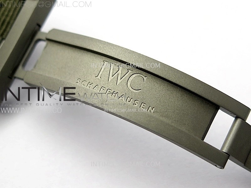 Big Pilot IW329801 Real Ceramic M+F 1:1 Best Edition Black Dial on Green Calfskin Strap SEIKO 8N-24