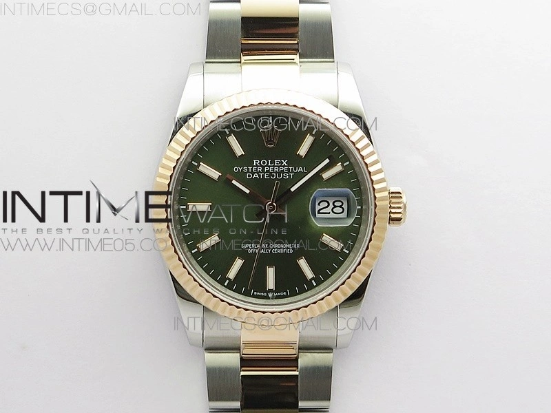 Datejust 36mm 116231 SS RG BP 1:1 Best Edition Green Dial Stick Markers On SS RG Oyster Bracelet A2824