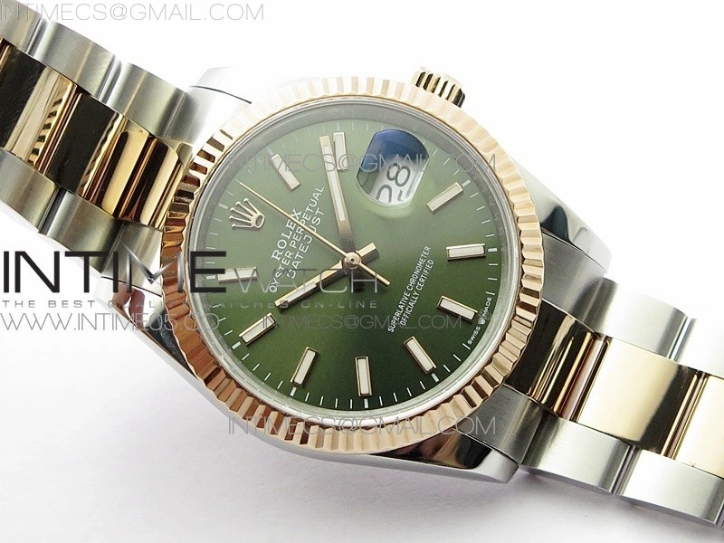 Datejust 36mm 116231 SS RG BP 1:1 Best Edition Green Dial Stick Markers On SS RG Oyster Bracelet A2824