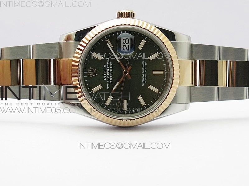 Datejust 36mm 116231 SS RG BP 1:1 Best Edition Green Dial Stick Markers On SS RG Oyster Bracelet A2824