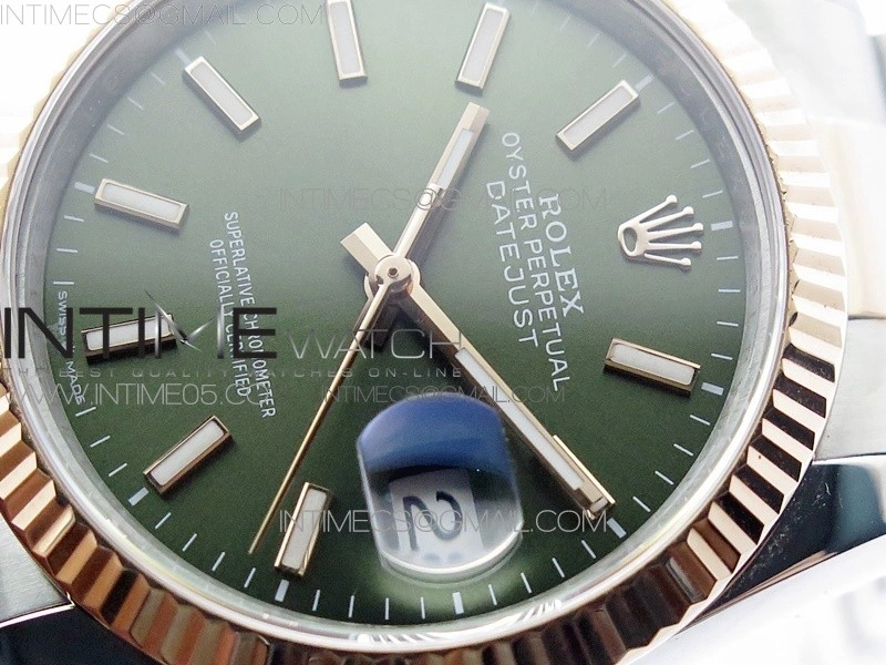 Datejust 36mm 116231 SS RG BP 1:1 Best Edition Green Dial Stick Markers On SS RG Oyster Bracelet A2824