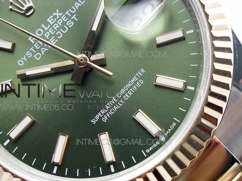 Datejust 36mm 116231 SS RG BP 1:1 Best Edition Green Dial Stick Markers On SS RG Oyster Bracelet A2824