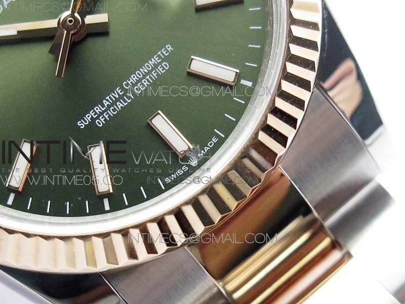 Datejust 36mm 116231 SS RG BP 1:1 Best Edition Green Dial Stick Markers On SS RG Oyster Bracelet A2824