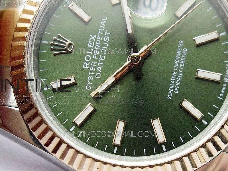 Datejust 36mm 116231 SS RG BP 1:1 Best Edition Green Dial Stick Markers On SS RG Oyster Bracelet A2824