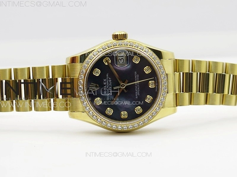 DateJust 31mm 178271 YG APSF Best Edition Blue MOP Dial Crystal Markers on President Bracelet A2824
