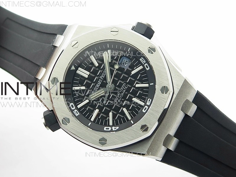 Royal Oak Offshore Diver 15710 APSF 1:1 Best Edition Black Dial on Black Rubber Strap V2 A3120 Super Clone V3