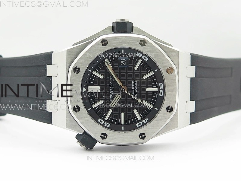 Royal Oak Offshore Diver 15710 APSF 1:1 Best Edition Black Dial on Black Rubber Strap V2 A3120 Super Clone V3