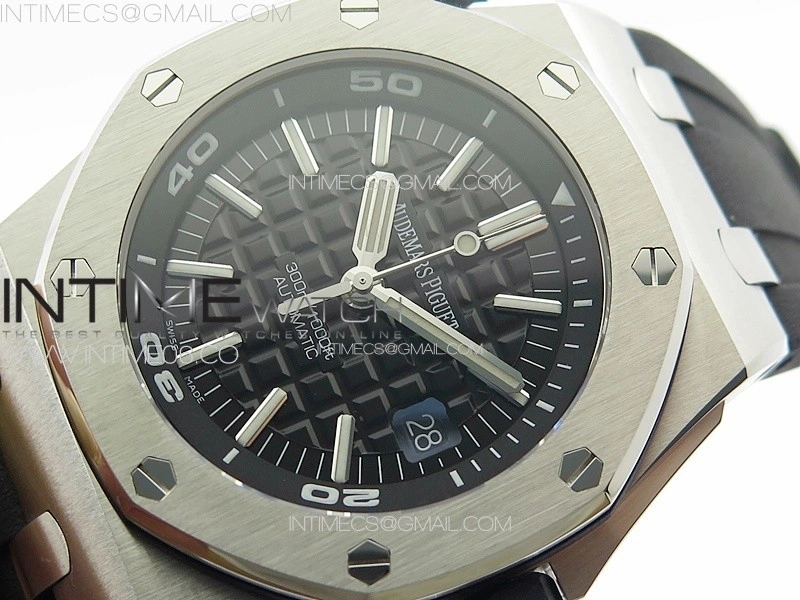 Royal Oak Offshore Diver 15710 APSF 1:1 Best Edition Black Dial on Black Rubber Strap V2 A3120 Super Clone V3