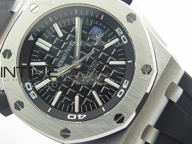 Royal Oak Offshore Diver 15710 APSF 1:1 Best Edition Black Dial on Black Rubber Strap V2 A3120 Super Clone V3