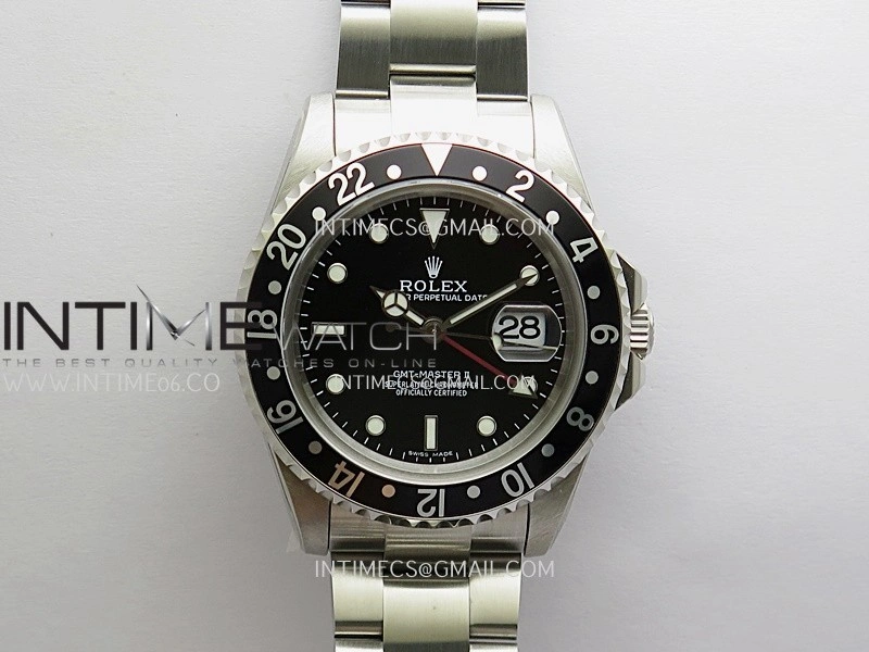 GMT-Master 16710 Black Bezel SS BP Best Edition Black Dial On Oyster Bracelet Super Clone 3186