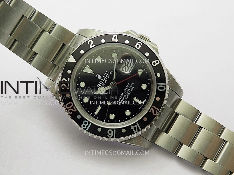 GMT-Master 16710 Black Bezel SS BP Best Edition Black Dial On Oyster Bracelet Super Clone 3186