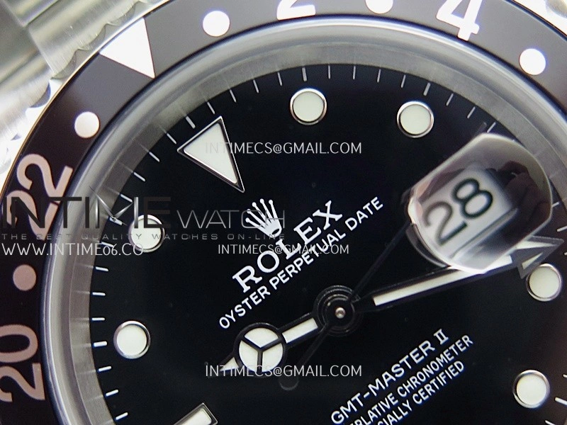 GMT-Master 16710 Black Bezel SS BP Best Edition Black Dial On Oyster Bracelet Super Clone 3186