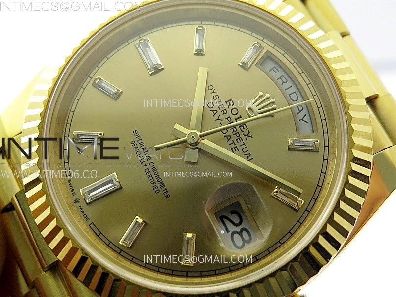 Day Date 228238 40mm 904L YG 1:1 AR+F Best Edition Gold Dial T Diamonds Markers on YG President Bracelet SA3255