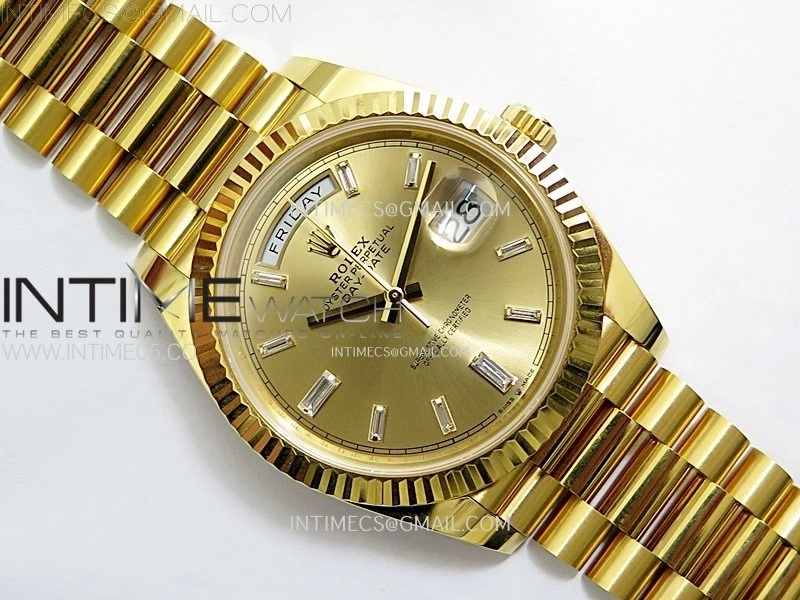 Day Date 228238 40mm 904L YG 1:1 AR+F Best Edition Gold Dial T Diamonds Markers on YG President Bracelet SA3255