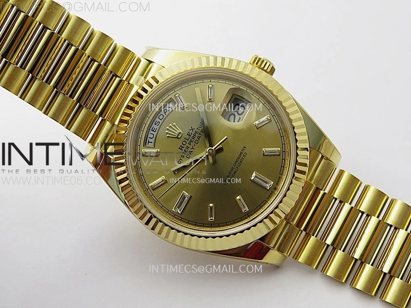 Day Date 228238 40mm 904L YG 1:1 AR+F Best Edition Gold Dial T Diamonds Markers on YG President Bracelet SA3255