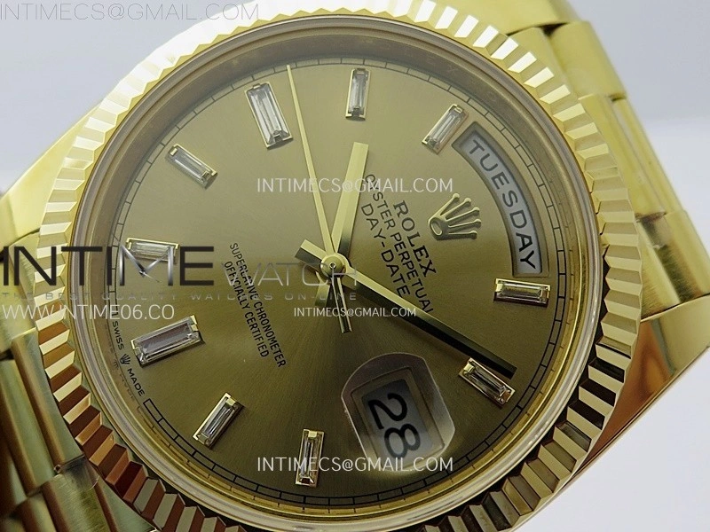 Day Date 228238 40mm 904L YG 1:1 AR+F Best Edition Gold Dial T Diamonds Markers on YG President Bracelet SA3255
