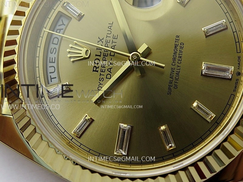 Day Date 228238 40mm 904L YG 1:1 AR+F Best Edition Gold Dial T Diamonds Markers on YG President Bracelet SA3255