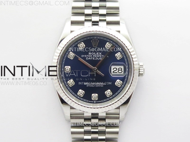 DateJust 36 SS 126234 VSF 1:1 Best Edition 904L Steel Blue Dial Diamonds Markers on Jubilee Bracelet VS3235
