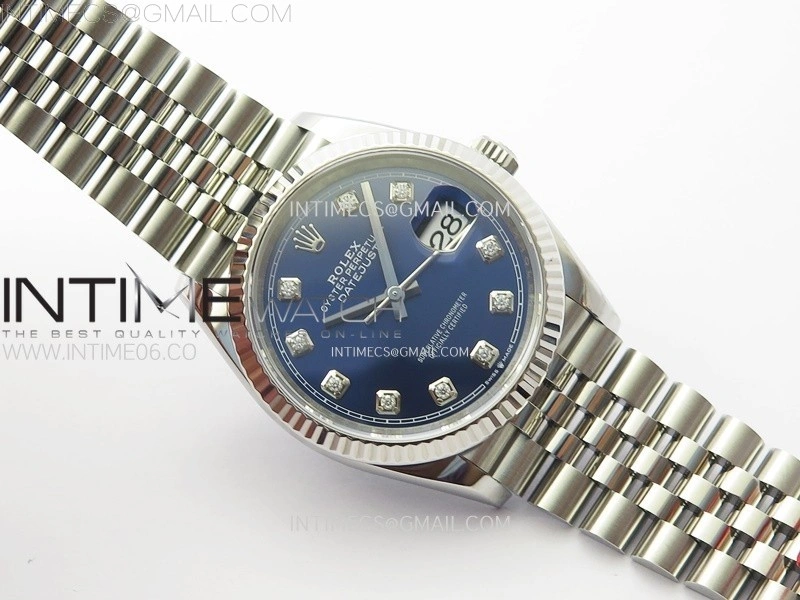 DateJust 36 SS 126234 VSF 1:1 Best Edition 904L Steel Blue Dial Diamonds Markers on Jubilee Bracelet VS3235