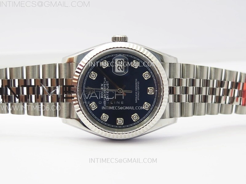 DateJust 36 SS 126234 VSF 1:1 Best Edition 904L Steel Blue Dial Diamonds Markers on Jubilee Bracelet VS3235