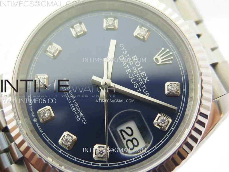 DateJust 36 SS 126234 VSF 1:1 Best Edition 904L Steel Blue Dial Diamonds Markers on Jubilee Bracelet VS3235