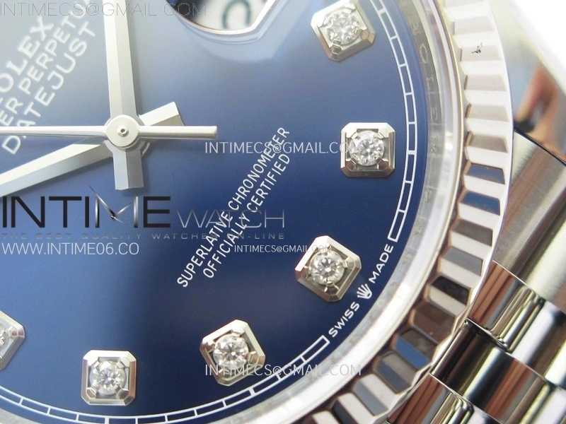 DateJust 36 SS 126234 VSF 1:1 Best Edition 904L Steel Blue Dial Diamonds Markers on Jubilee Bracelet VS3235