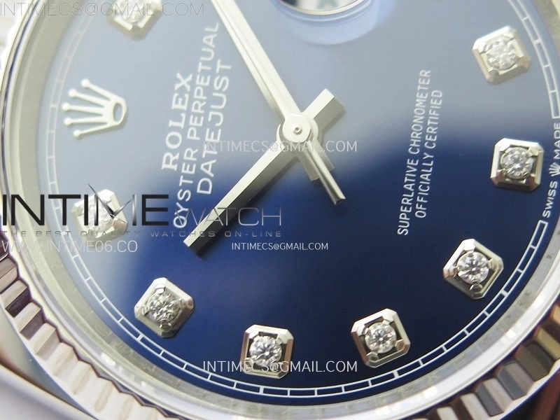 DateJust 36 SS 126234 VSF 1:1 Best Edition 904L Steel Blue Dial Diamonds Markers on Jubilee Bracelet VS3235