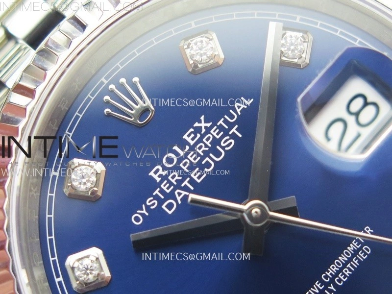 DateJust 36 SS 126234 VSF 1:1 Best Edition 904L Steel Blue Dial Diamonds Markers on Jubilee Bracelet VS3235