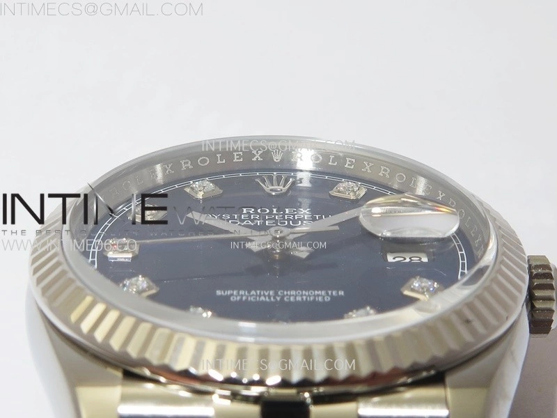 DateJust 36 SS 126234 VSF 1:1 Best Edition 904L Steel Blue Dial Diamonds Markers on Jubilee Bracelet VS3235