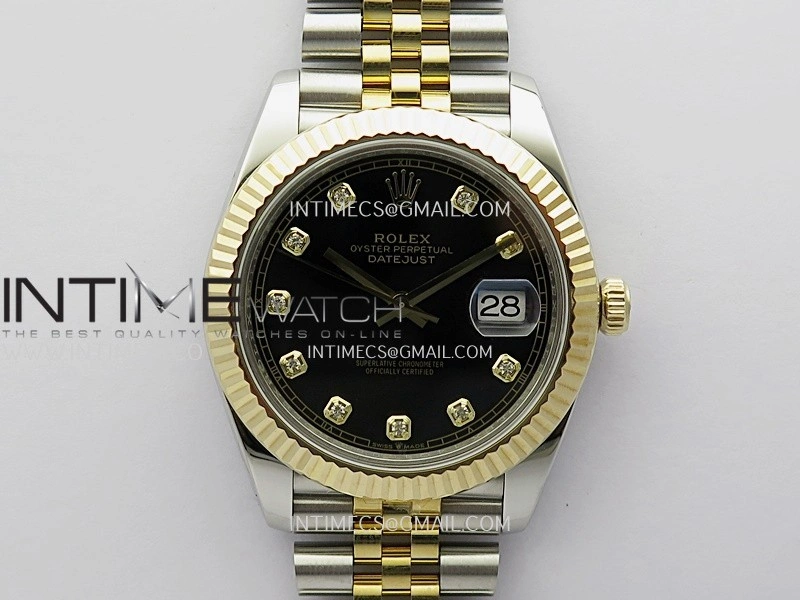 DateJust 41mm 126333 Wrapped SS YG 3EF 1:1 Best Edition Black Dial Diamond Marker on Wrapped SS YG Jubilee Bracelet A3235