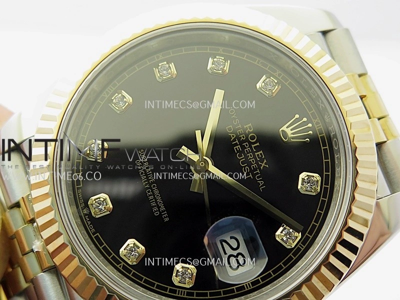 DateJust 41mm 126333 Wrapped SS YG 3EF 1:1 Best Edition Black Dial Diamond Marker on Wrapped SS YG Jubilee Bracelet A3235
