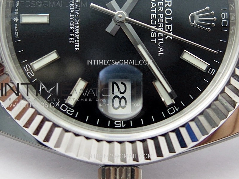DateJust 41mm 126334 904 SS AR+F V2 1:1 Best Edition Fluted Bezel Black Dial Sticks Markers on Oyster Bracelet DD3235