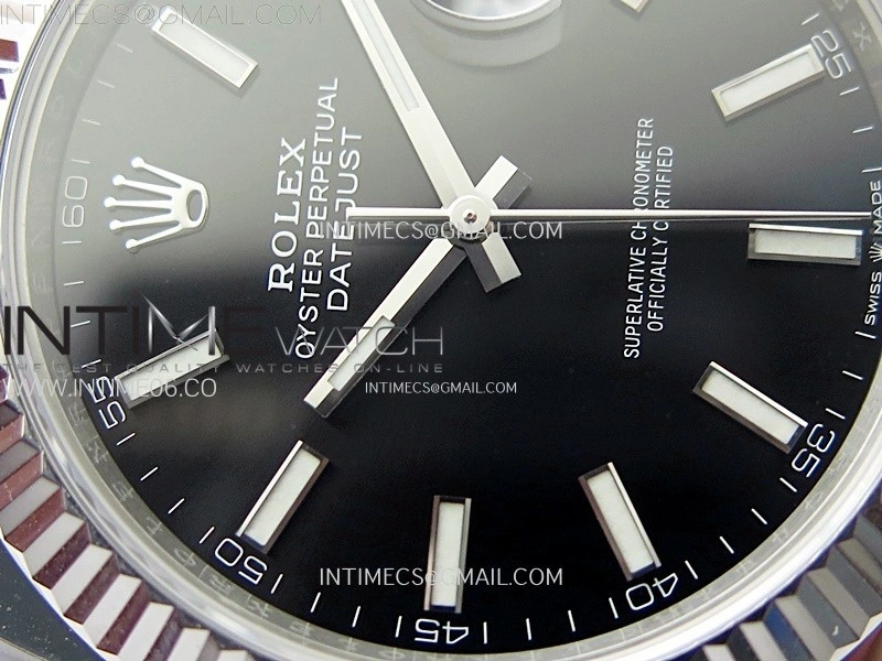 DateJust 41mm 126334 904 SS AR+F V2 1:1 Best Edition Fluted Bezel Black Dial Sticks Markers on Oyster Bracelet DD3235