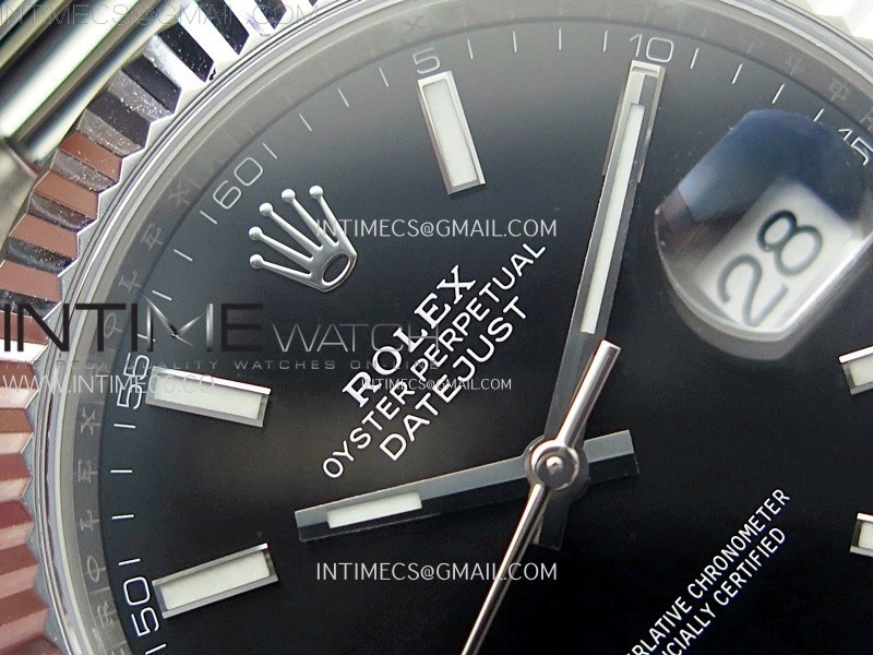 DateJust 41mm 126334 904 SS AR+F V2 1:1 Best Edition Fluted Bezel Black Dial Sticks Markers on Oyster Bracelet DD3235