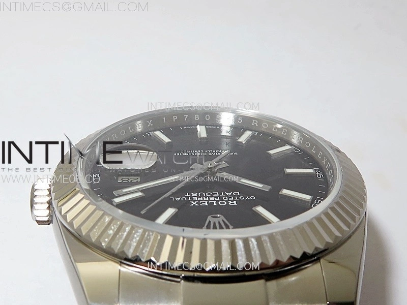DateJust 41mm 126334 904 SS AR+F V2 1:1 Best Edition Fluted Bezel Black Dial Sticks Markers on Oyster Bracelet DD3235