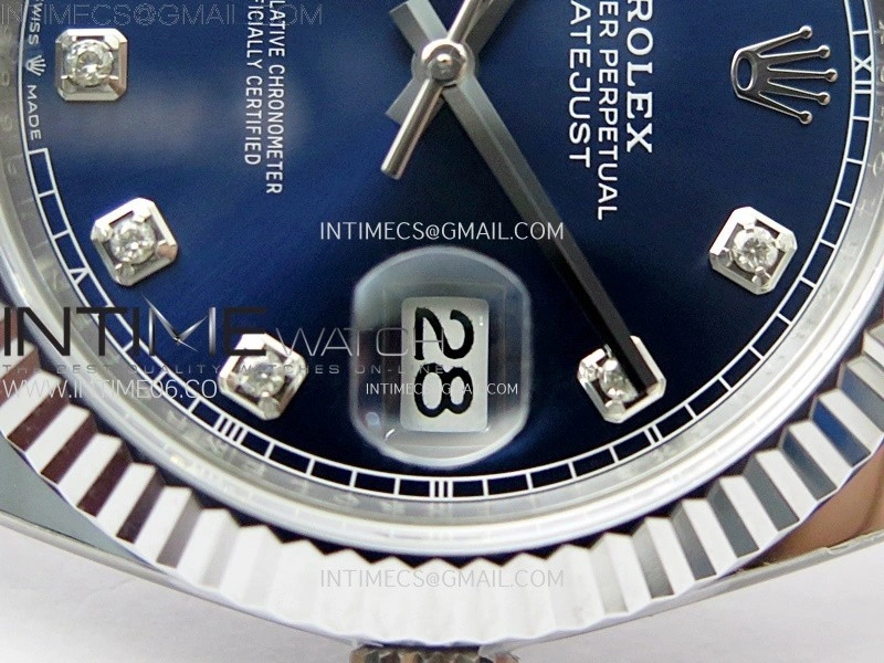 DateJust 41mm 126334 904 SS AR+F V2 1:1 Best Edition Fluted Bezel Blue Dial Diamond Markers on Oyster Bracelet DD3235
