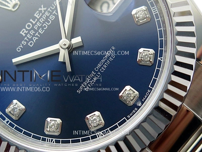 DateJust 41mm 126334 904 SS AR+F V2 1:1 Best Edition Fluted Bezel Blue Dial Diamond Markers on Oyster Bracelet DD3235
